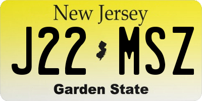 NJ license plate J22MSZ