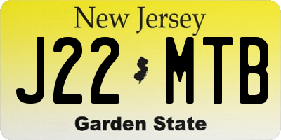 NJ license plate J22MTB
