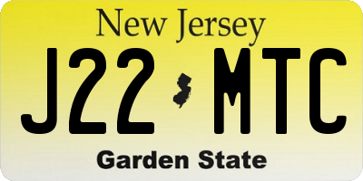 NJ license plate J22MTC