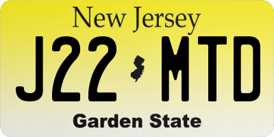 NJ license plate J22MTD
