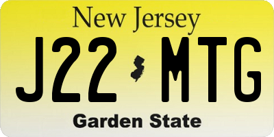 NJ license plate J22MTG