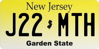 NJ license plate J22MTH