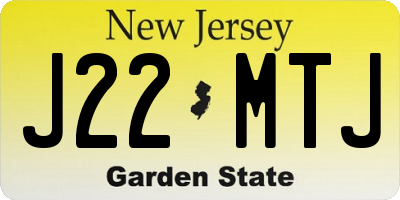 NJ license plate J22MTJ