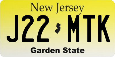 NJ license plate J22MTK