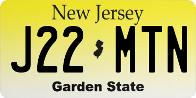 NJ license plate J22MTN