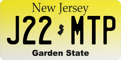 NJ license plate J22MTP