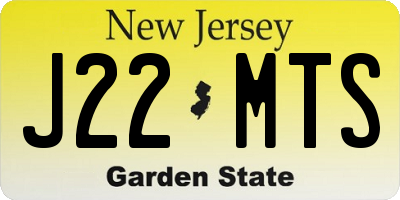 NJ license plate J22MTS