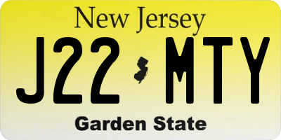 NJ license plate J22MTY