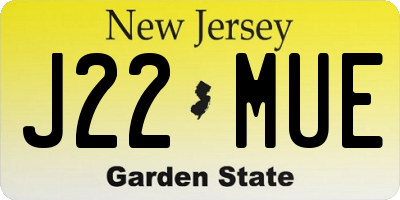 NJ license plate J22MUE