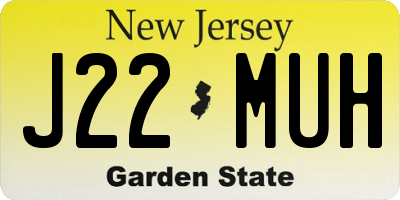 NJ license plate J22MUH