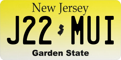 NJ license plate J22MUI