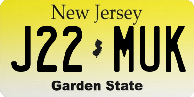 NJ license plate J22MUK