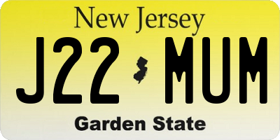 NJ license plate J22MUM