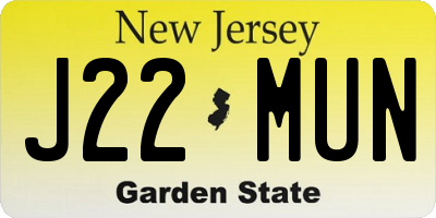 NJ license plate J22MUN