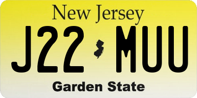 NJ license plate J22MUU