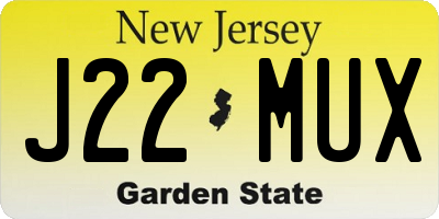 NJ license plate J22MUX