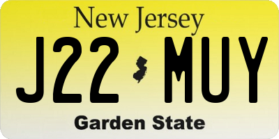 NJ license plate J22MUY