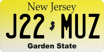 NJ license plate J22MUZ
