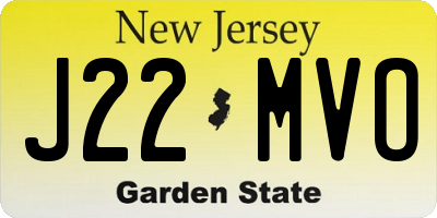 NJ license plate J22MVO