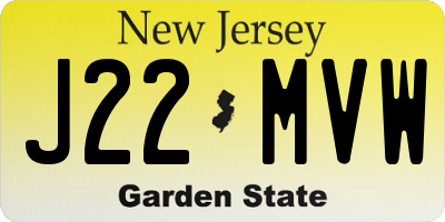 NJ license plate J22MVW