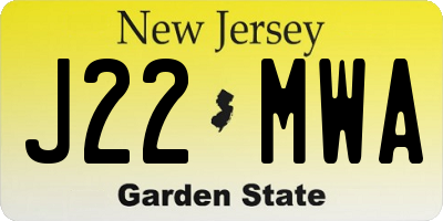 NJ license plate J22MWA