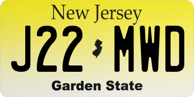 NJ license plate J22MWD