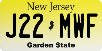 NJ license plate J22MWF