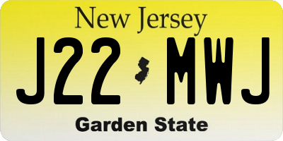 NJ license plate J22MWJ