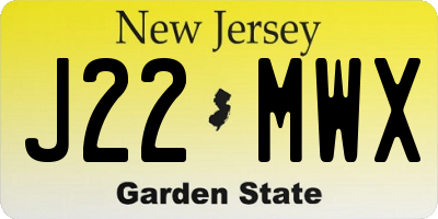 NJ license plate J22MWX