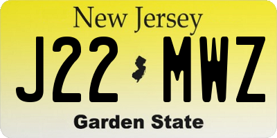 NJ license plate J22MWZ