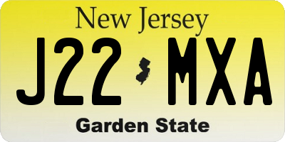 NJ license plate J22MXA