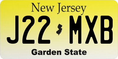 NJ license plate J22MXB
