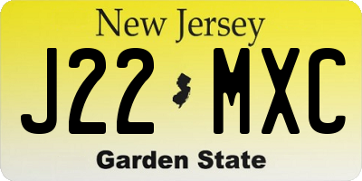 NJ license plate J22MXC