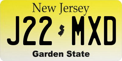 NJ license plate J22MXD