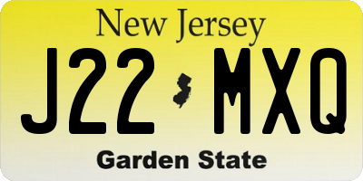 NJ license plate J22MXQ