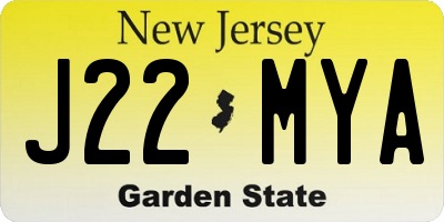 NJ license plate J22MYA