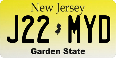 NJ license plate J22MYD