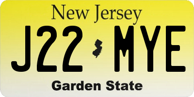 NJ license plate J22MYE
