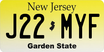 NJ license plate J22MYF