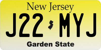 NJ license plate J22MYJ