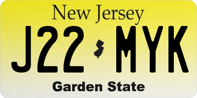 NJ license plate J22MYK