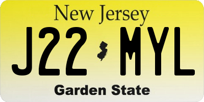 NJ license plate J22MYL