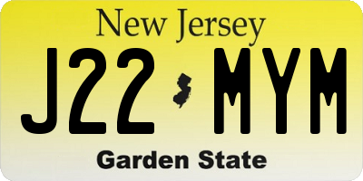 NJ license plate J22MYM
