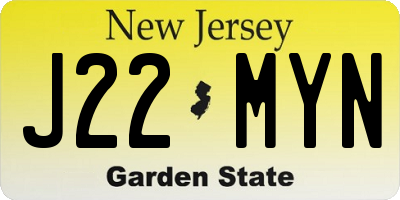 NJ license plate J22MYN