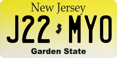 NJ license plate J22MYO