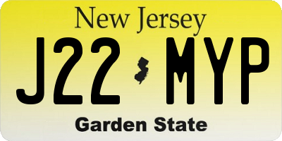 NJ license plate J22MYP