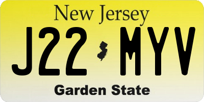 NJ license plate J22MYV
