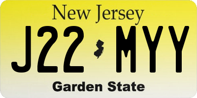 NJ license plate J22MYY