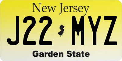 NJ license plate J22MYZ