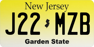 NJ license plate J22MZB